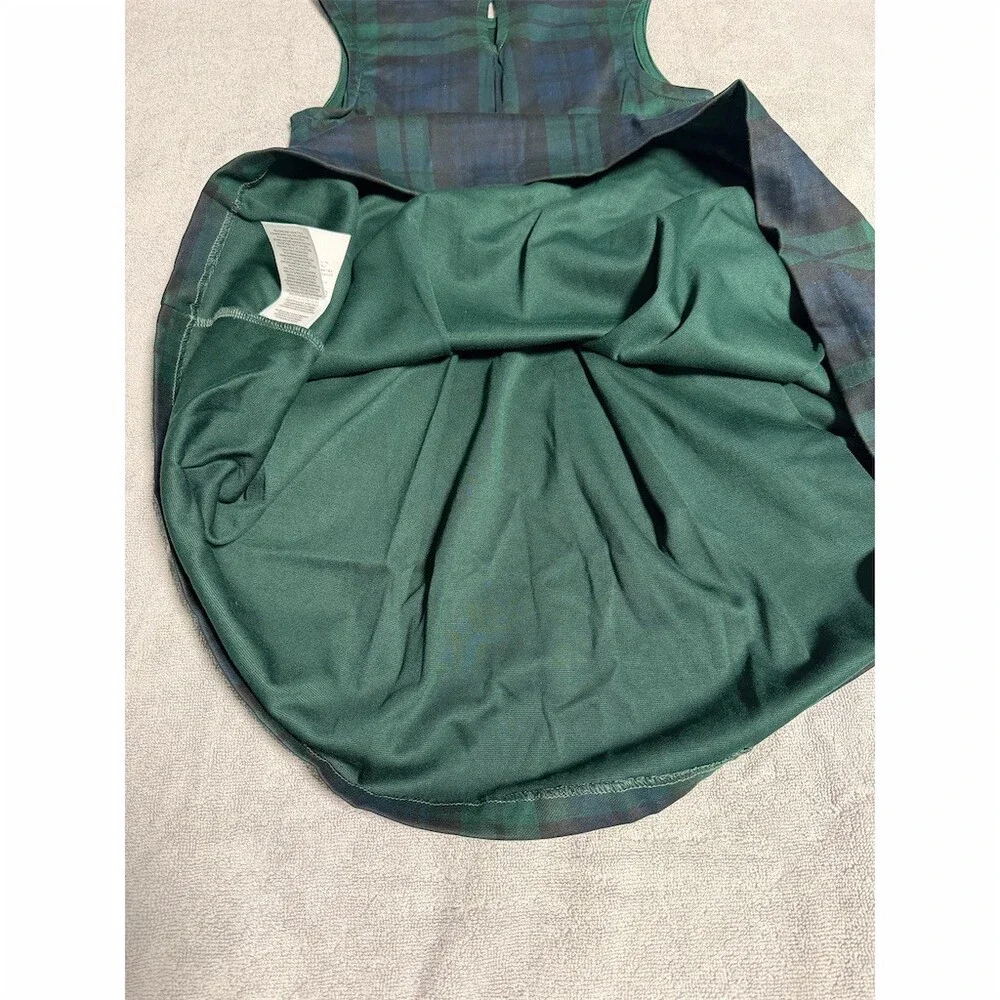 Ralph Lauren Girls Jumper Dress Size 6 Green Blackwatch Plaid Pleated